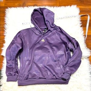 Adidas Purple Cropped All Over Print Hoodie